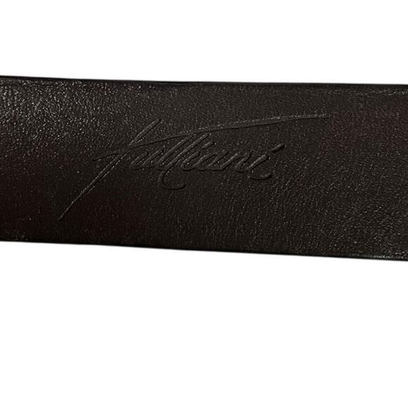 Tulliani Italian Calfskin Leather Belt Silver Solid Brass Buckle Made in Italy - Picture 12 of 15